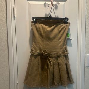 love, Fire Strapless Tan Dress with Belt